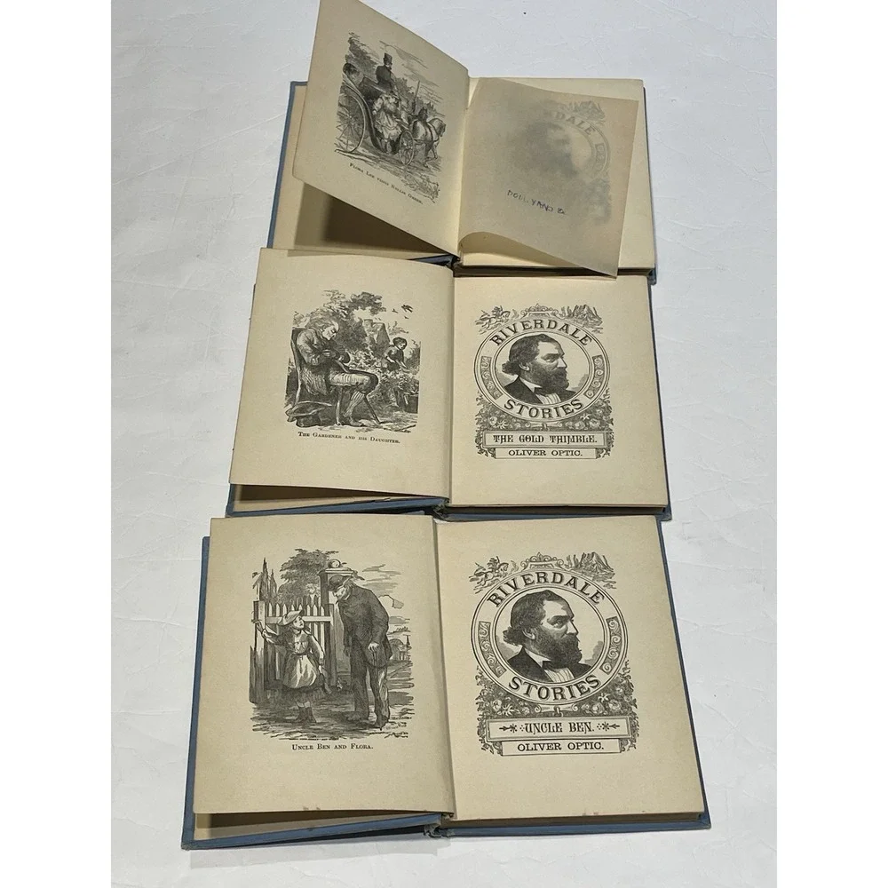 Antique 1890 Riverdale Stories Books Oliver Optic Uncle Ben Gold Thimble Dolly
